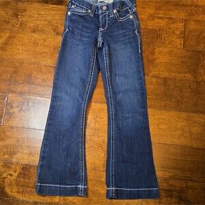 Ariat Naomi Girl's Trouser Jeans sz 7 Mid Rise Ella Wide Leg Medium Wash Zip
